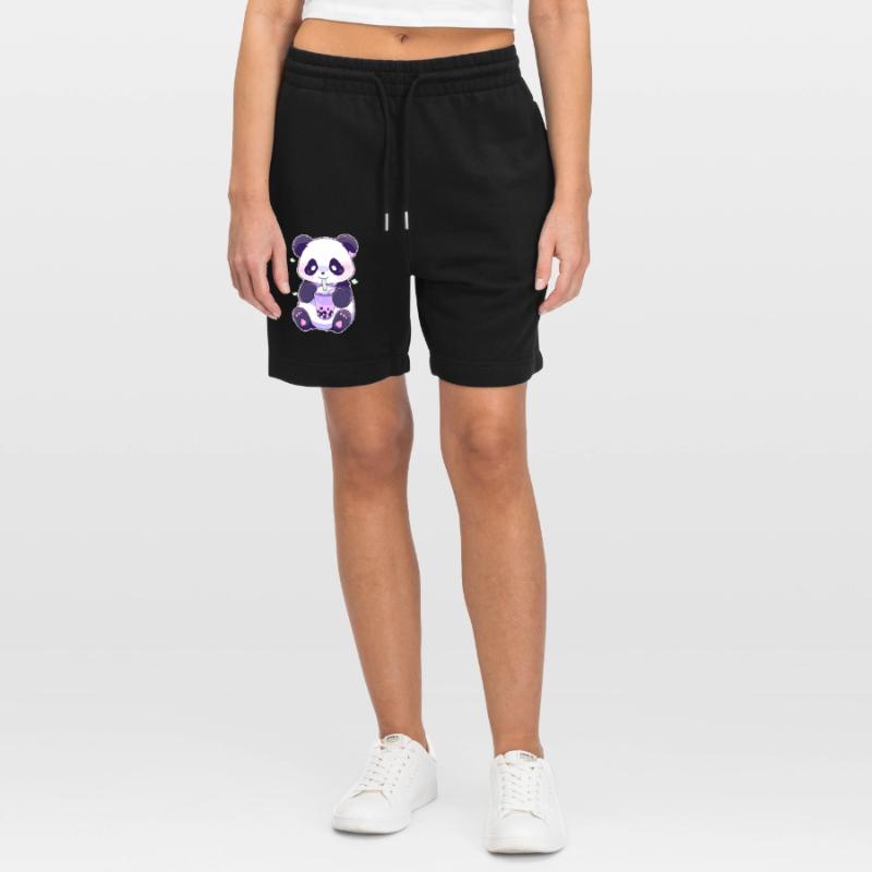 Kawaii Panda Drinks Boba Bubble Tea Chibi Stanley/Stella Trainer Unisex Organic Jogging Shorts
