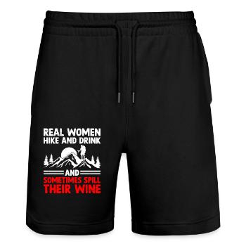 Hiking Mountaineering Trekking Nature Outdoor Alco - Stanley/Stella Trainer Unisex Organic Jogging Shorts - black - Front - Nik (191cm) & Marisol (170cm)