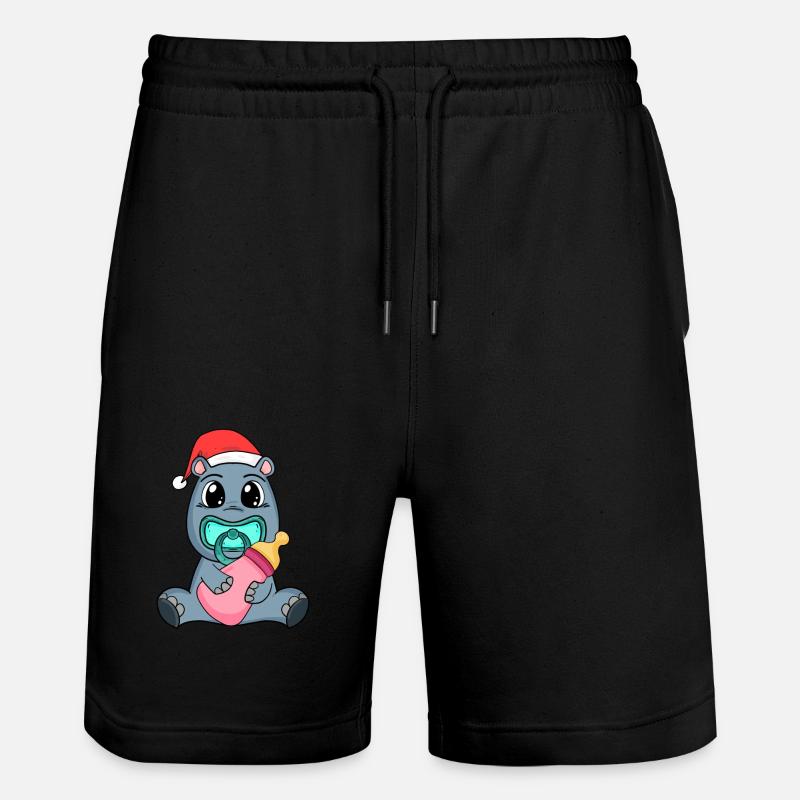 Hippopotame bébé Noël - Short de jogging bio TRAINER Stanley/Stella unisexe - noir