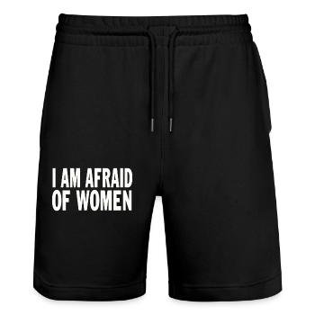 I Am Afraid Of Women Funny Saying - Stanley/Stella Unisex Bio Joggingshorts Trainer  - Schwarz - Vorne - Nik (191cm) & Marisol (170cm)