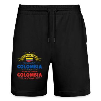 Colombia Frau Lustiges Colombian Geschenk - Stanley/Stella Unisex Bio Joggingshorts Trainer  - Schwarz - Vorne - Nik (191cm) & Marisol (170cm)