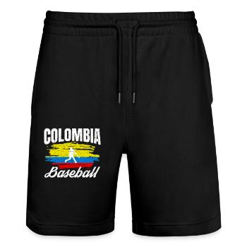 Colombia Baseball Players Baseball Championship - Stanley/Stella Trainer Unisex Organic Jogging Shorts - black - Front - Nik (191cm) & Marisol (170cm)