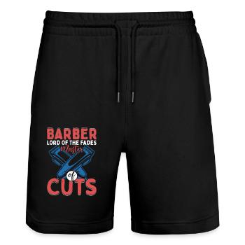 Barber Lord Of The Fades Master of Cuts Haircut Ba - Stanley/Stella Trainer Unisex Organic Jogging Shorts - black - Front - Nik (191cm) & Marisol (170cm)