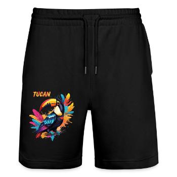 TUKAN - Stanley/Stella Unisex Bio Joggingshorts Trainer  - Schwarz - Vorne - Nik (191cm) & Marisol (170cm)
