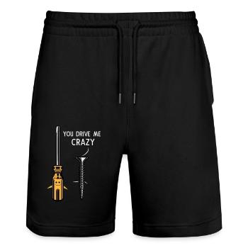 You drive me crazy Handwerker - Stanley/Stella Unisex Bio Joggingshorts Trainer  - Schwarz - Vorne - Nik (191cm) & Marisol (170cm)