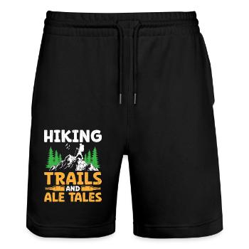 Hiking Mountaineering Trekking Nature Outdoor Alco - Stanley/Stella Trainer Unisex Organic Jogging Shorts - black - Front - Nik (191cm) & Marisol (170cm)