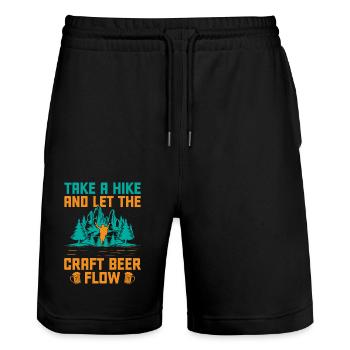 Wandern Bergsteigen Trekking Natur Outdoor Alco - Stanley/Stella Unisex Bio Joggingshorts Trainer  - Schwarz - Vorne - Nik (191cm) & Marisol (170cm)