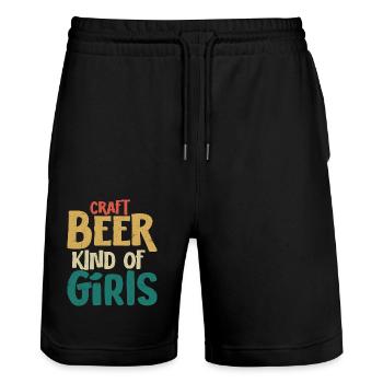 Bière artisanale genre de fille brasser brasseur Homebrew - Short de jogging bio TRAINER Stanley/Stella unisexe - noir - Devant - Nik (191cm) & Marisol (170cm)