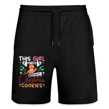 This girl makes the best christmas cookies - Stanley/Stella Unisex Bio Joggingshorts Trainer  - Schwarz - Vorne - Nik (191cm) & Marisol (170cm)