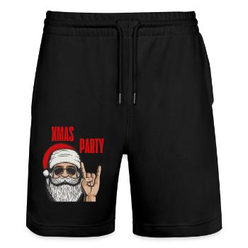 Coole Weihnachtsfeier | XMAS - Stanley/Stella Unisex Bio Joggingshorts Trainer  - Schwarz - Vorne - Nik (191cm) & Marisol (170cm)