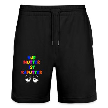 Nur Mutter ist kaputter gestresste Mama Mutti Mami - Stanley/Stella Unisex Bio Joggingshorts Trainer  - Schwarz - Vorne - Nik (191cm) & Marisol (170cm)