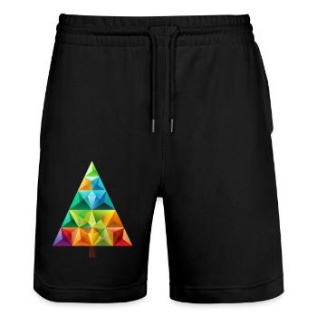 Colorful Festive Magic: Rainbow Christmas Tree - Stanley/Stella Trainer Unisex Organic Jogging Shorts - black - Front - Nik (191cm) & Marisol (170cm)