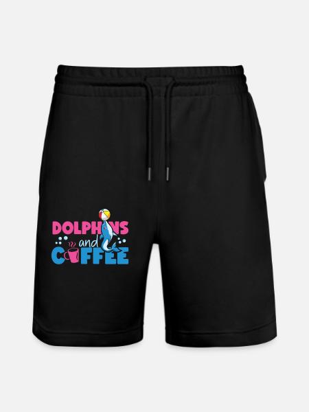 Dolphin Coffee Dolphins And Coffee - Stanley/Stella Trainer Unisex Organic Jogging Shorts - black