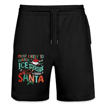 Les plus susceptibles de regarder Hockey sur glace avec le père Noël - Short de jogging bio TRAINER Stanley/Stella unisexe - noir - Devant - Nik (191cm) & Marisol (170cm)