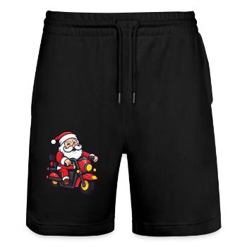 Santa Claus Santa Vehicle - Stanley/Stella Trainer Unisex Organic Jogging Shorts - black - Front - Nik (191cm) & Marisol (170cm)