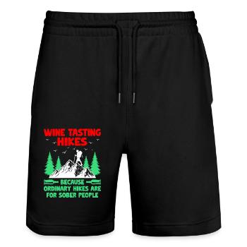 Hiking Hiker Nature Trekking Outdoor Mountaineerin - Stanley/Stella Trainer Unisex Organic Jogging Shorts - black - Front - Nik (191cm) & Marisol (170cm)