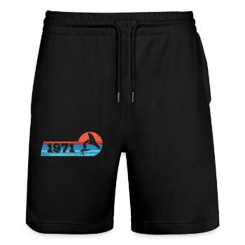 Wingfoil Surfer Birthday Vintage Born 1971 - Stanley/Stella Trainer Unisex Organic Jogging Shorts - black - Front - Nik (191cm) & Marisol (170cm)