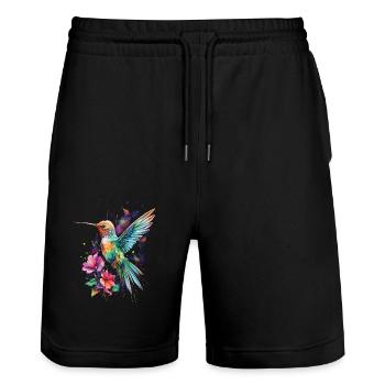 Colibri oiseau Floral oeuvre - Short de jogging bio TRAINER Stanley/Stella unisexe - noir - Devant - Nik (191cm) & Marisol (170cm)
