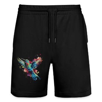 Colibri oiseau Floral oeuvre - Short de jogging bio TRAINER Stanley/Stella unisexe - noir - Devant - Nik (191cm) & Marisol (170cm)