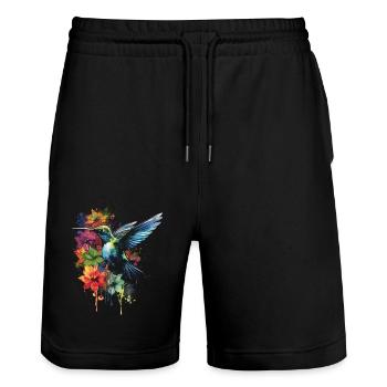 Colibri Oeuvre Oiseau Oiseaux - Short de jogging bio TRAINER Stanley/Stella unisexe - noir - Devant - Nik (191cm) & Marisol (170cm)