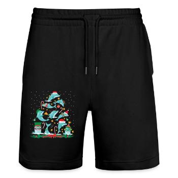 Dolphin Christmas Tree - Stanley/Stella Trainer Unisex Organic Jogging Shorts - black - Front - Nik (191cm) & Marisol (170cm)