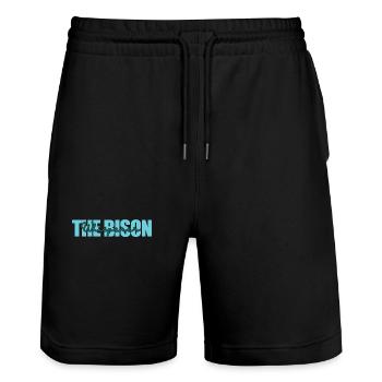 The Bison Whisperer Tier - Stanley/Stella Unisex Bio Joggingshorts Trainer  - Schwarz - Vorne - Nik (191cm) & Marisol (170cm)