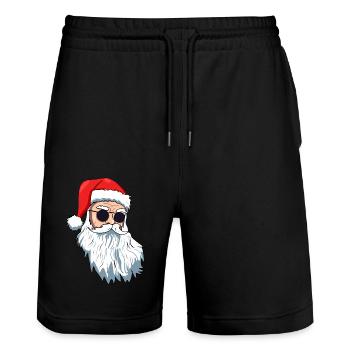 Santa Claus with sunglasses - Stanley/Stella Trainer Unisex Organic Jogging Shorts - black - Front - Nik (191cm) & Marisol (170cm)