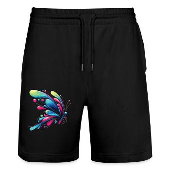 Dream Wings: Creative Butterfly Pattern - Stanley/Stella Trainer Unisex Organic Jogging Shorts - black - Front - Nik (191cm) & Marisol (170cm)