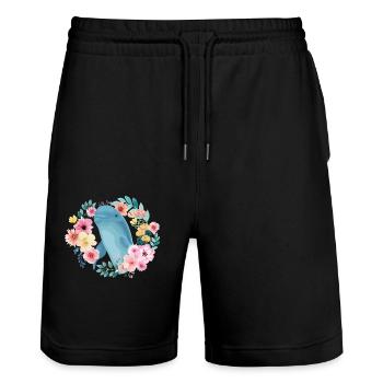Dolphin Flower Floral - Stanley/Stella Trainer Unisex Organic Jogging Shorts - black - Front - Nik (191cm) & Marisol (170cm)