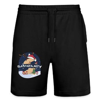 Génial Shirley nom w chapeau de père Noël dans le thème de Noël - Short de jogging bio TRAINER Stanley/Stella unisexe - noir - Devant - Nik (191cm) & Marisol (170cm)