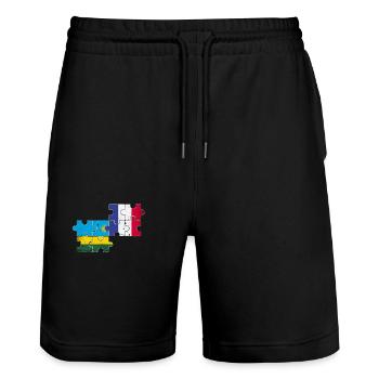 Ruanda Frankreich Vintage Flagge Franzose Ruandese - Stanley/Stella Unisex Bio Joggingshorts Trainer  - Schwarz - Vorne - Nik (191cm) & Marisol (170cm)