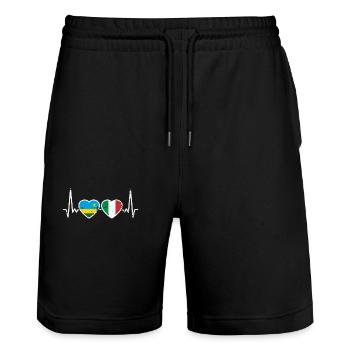 Ruanda Italien Vintage Herzschlag Flagge Ruandese - Stanley/Stella Unisex Bio Joggingshorts Trainer  - Schwarz - Vorne - Nik (191cm) & Marisol (170cm)