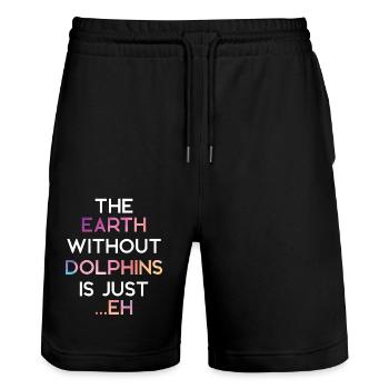 Dolphin The Earth Without Dolphins - Stanley/Stella Trainer Unisex Organic Jogging Shorts - black - Front - Nik (191cm) & Marisol (170cm)