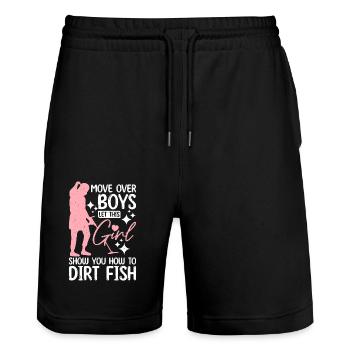 Let this girl show you how to dirty fishing - Stanley/Stella Trainer Unisex Organic Jogging Shorts - black - Front - Nik (191cm) & Marisol (170cm)