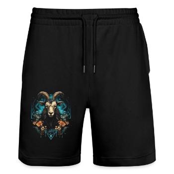 Goat, Majestic, Goats - Stanley/Stella Trainer Unisex Organic Jogging Shorts - black - Front - Nik (191cm) & Marisol (170cm)