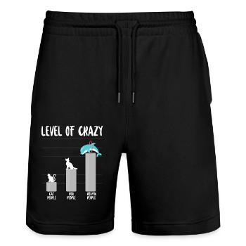 Dolphin Level Of Crazy Cat People - Stanley/Stella Unisex Bio Joggingshorts Trainer  - Schwarz - Vorne - Nik (191cm) & Marisol (170cm)