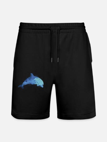 Dolphin Marine Life - Stanley/Stella Trainer Unisex Organic Jogging Shorts - black