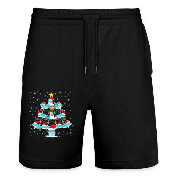 Dolphin Christmas Tree - Stanley/Stella Trainer Unisex Organic Jogging Shorts - black - Front - Nik (191cm) & Marisol (170cm)