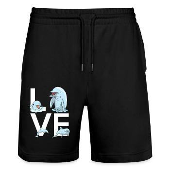 Dolphin Love - Stanley/Stella Unisex Bio Joggingshorts Trainer  - Schwarz - Vorne - Nik (191cm) & Marisol (170cm)