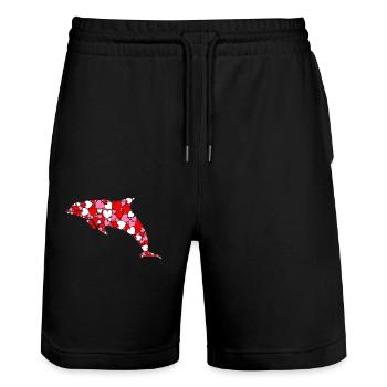 Dolphin Heart - Stanley/Stella Trainer Unisex Organic Jogging Shorts - black - Front - Nik (191cm) & Marisol (170cm)