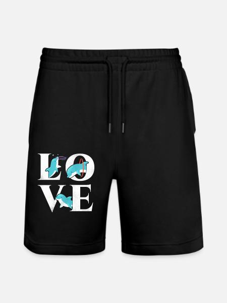 Dolphin Love - Stanley/Stella Trainer Unisex Organic Jogging Shorts - black