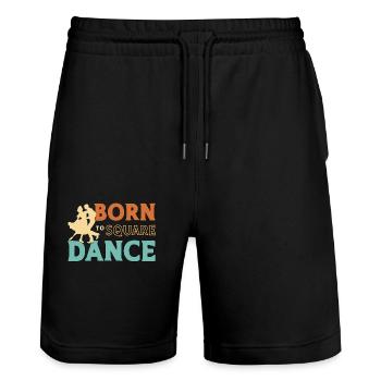 Square Dancing Born To Square Dance Country Dance - Stanley/Stella Unisex Bio Joggingshorts Trainer  - Schwarz - Vorne - Nik (191cm) & Marisol (170cm)