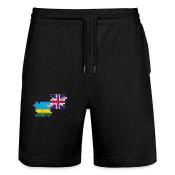 Ruanda UK Flagge Britisch Ruandisch - Stanley/Stella Unisex Bio Joggingshorts Trainer  - Schwarz - Vorne - Nik (191cm) & Marisol (170cm)