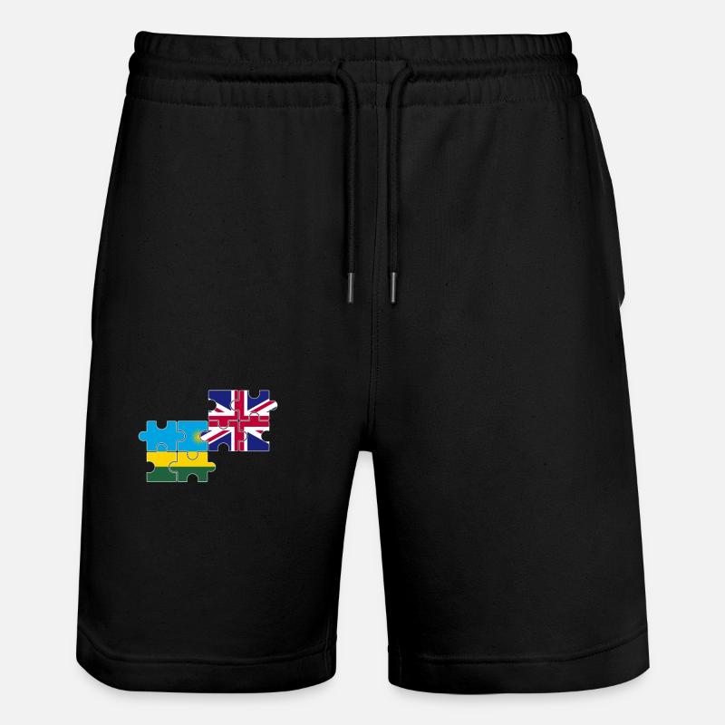 Rwanda Royaume-Uni Drapeau britannique Rwandais - Short de jogging bio TRAINER Stanley/Stella unisexe - noir