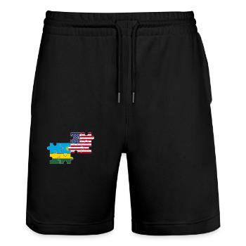 Rwanda USA Flagge Amerikanisch Ruandisch - Stanley/Stella Unisex Bio Joggingshorts Trainer  - Schwarz - Vorne - Nik (191cm) & Marisol (170cm)