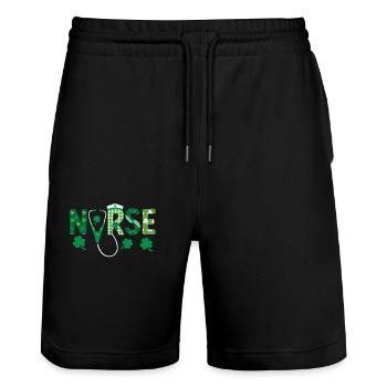 Nurse Stethoscope Medicine Irish - Stanley/Stella Trainer Unisex Organic Jogging Shorts - black - Front - Nik (191cm) & Marisol (170cm)