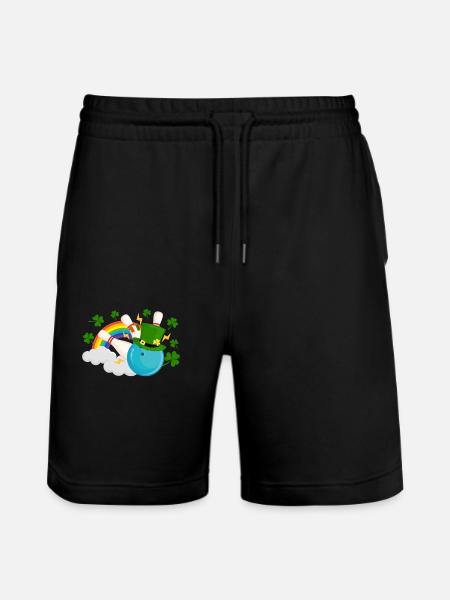 Funny Bowling Balls Shamrock Leprechaun - Stanley/Stella Trainer Unisex Organic Jogging Shorts - black