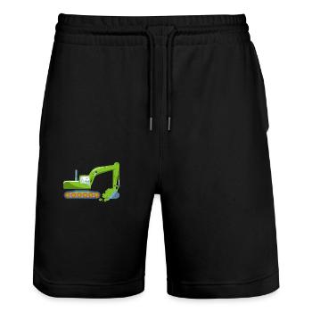 St. Patricks Day Kran LKW Bagger Bau Irisch - Stanley/Stella Unisex Bio Joggingshorts Trainer  - Schwarz - Vorne - Nik (191cm) & Marisol (170cm)