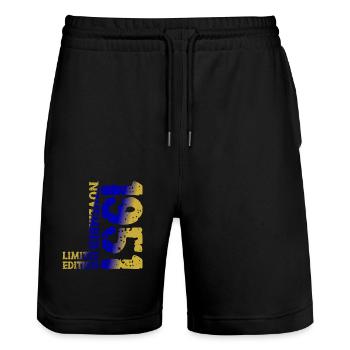 1951 November Limited Edition 72nd Birthday Decoration - Stanley/Stella Trainer Unisex Organic Jogging Shorts - black - Front - Nik (191cm) & Marisol (170cm)