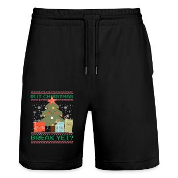 C’est déjà les vacances de Noël ? Professeur d’arbre de Noël - Short de jogging bio TRAINER Stanley/Stella unisexe - noir - Devant - Nik (191cm) & Marisol (170cm)